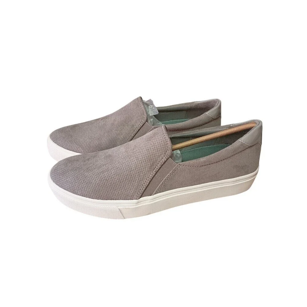 Dr. Scholls Nova Sneakers Womens Size 9 Wide Faux Suede Perfed Soft Gray Odorban - Picture 3 of 8